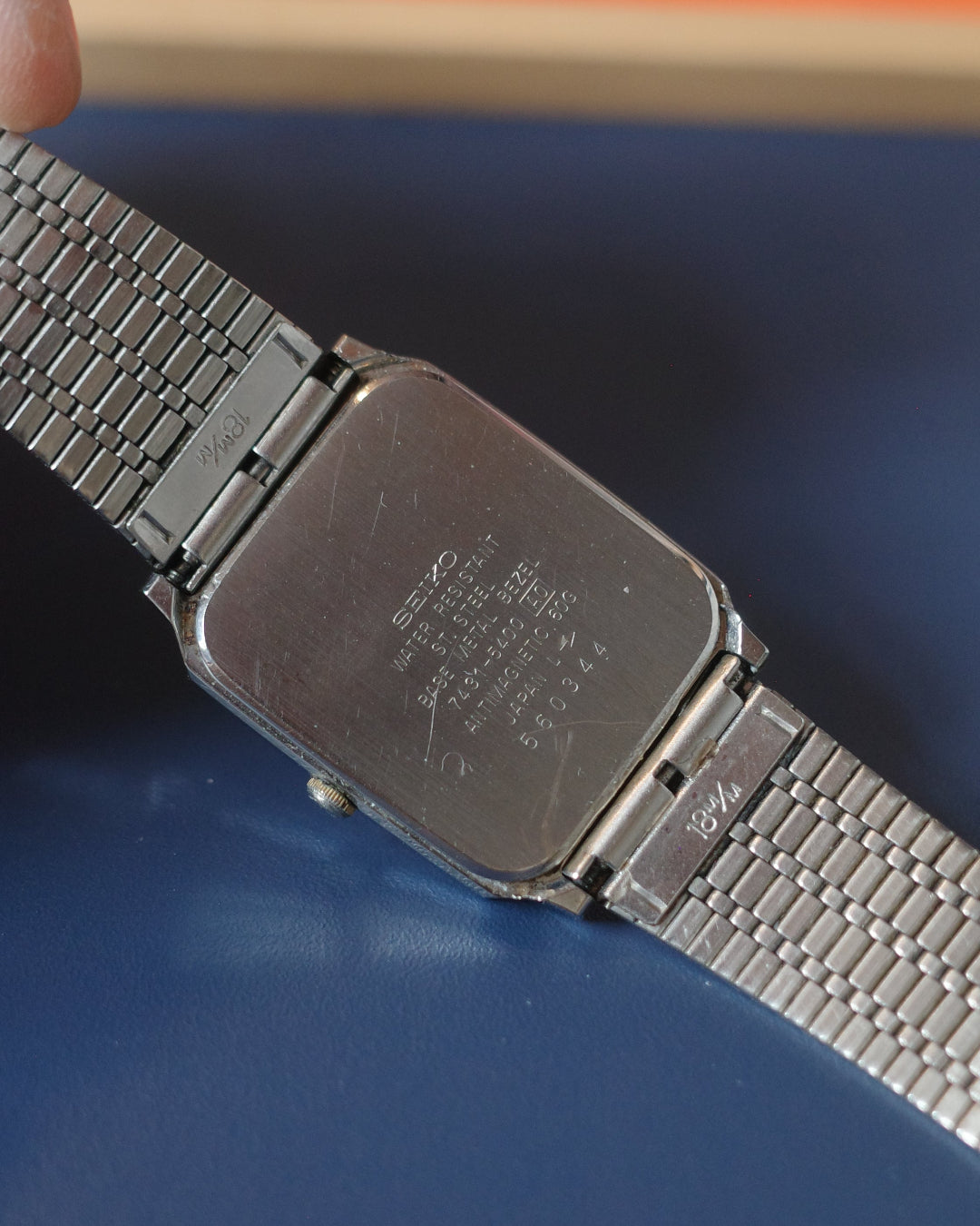 1985 Seiko Chronos thin rectangle quartz watch 7431-5400