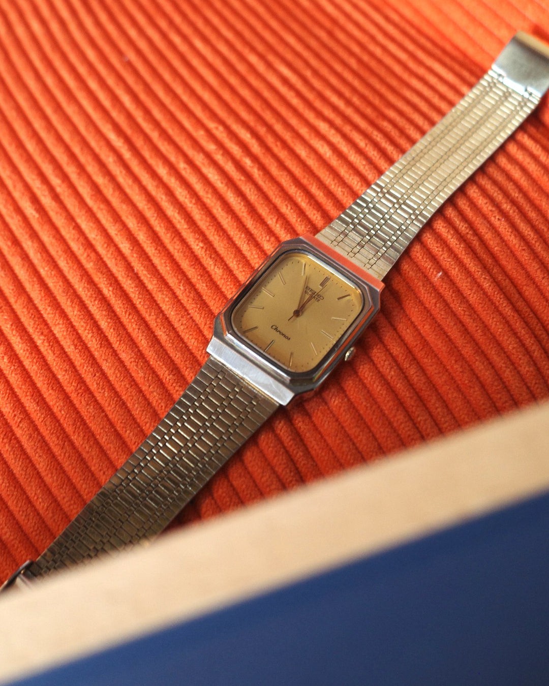 1985 Seiko Chronos thin rectangle quartz watch 7431-5400