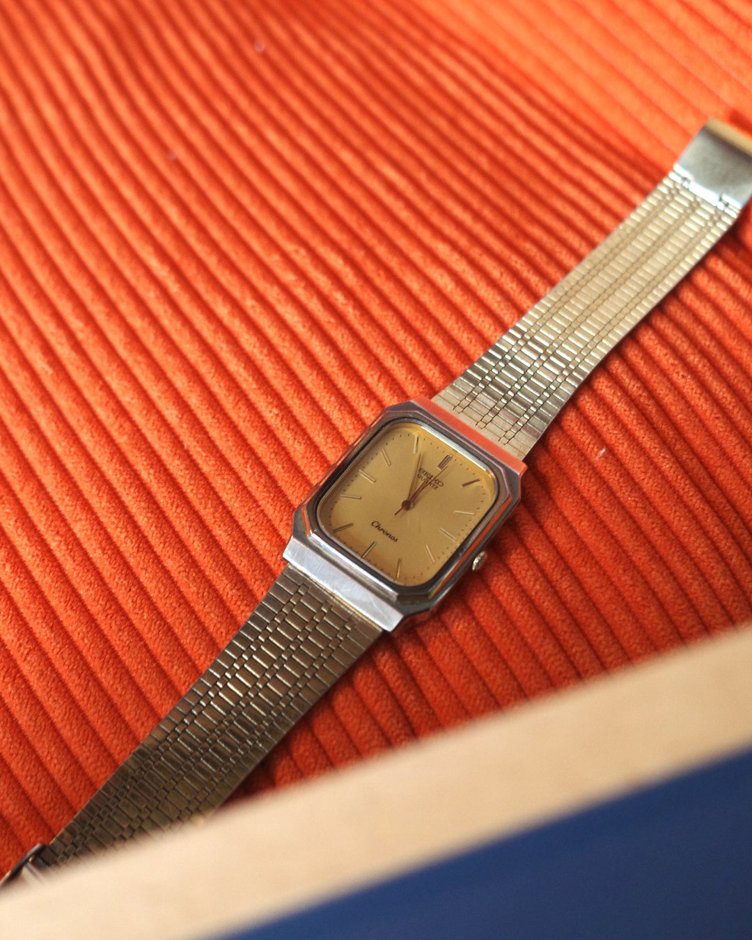 1985 Seiko Chronos thin rectangle quartz watch 7431-5400