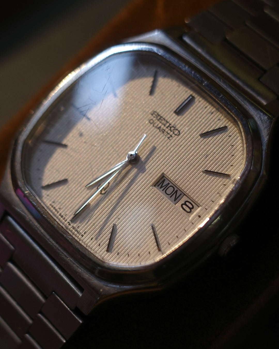 1970 Vintage Seiko white face TV dial square quartz Watch