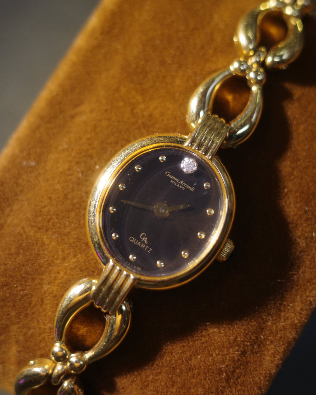 Gianni Accardi black face diamond gold tone bracelet watch