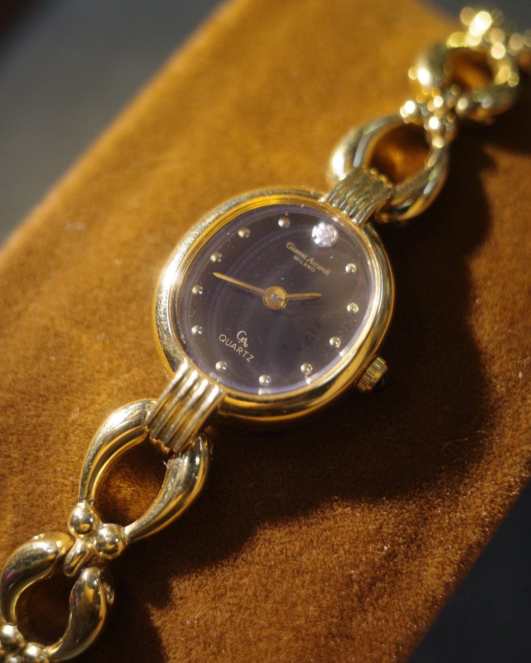 Gianni Accardi black face diamond gold tone bracelet watch