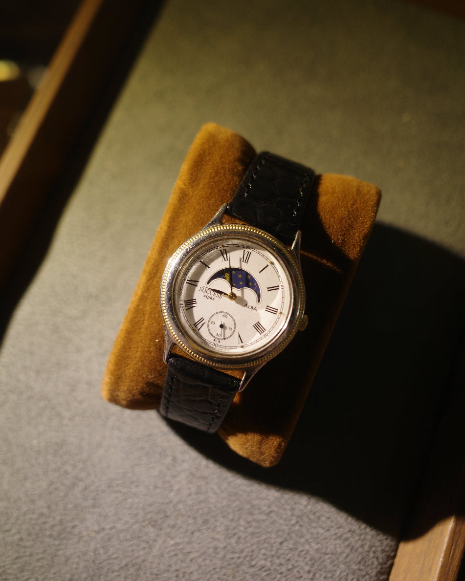 Success alba sun moon phase two tone gold crown quartz watch