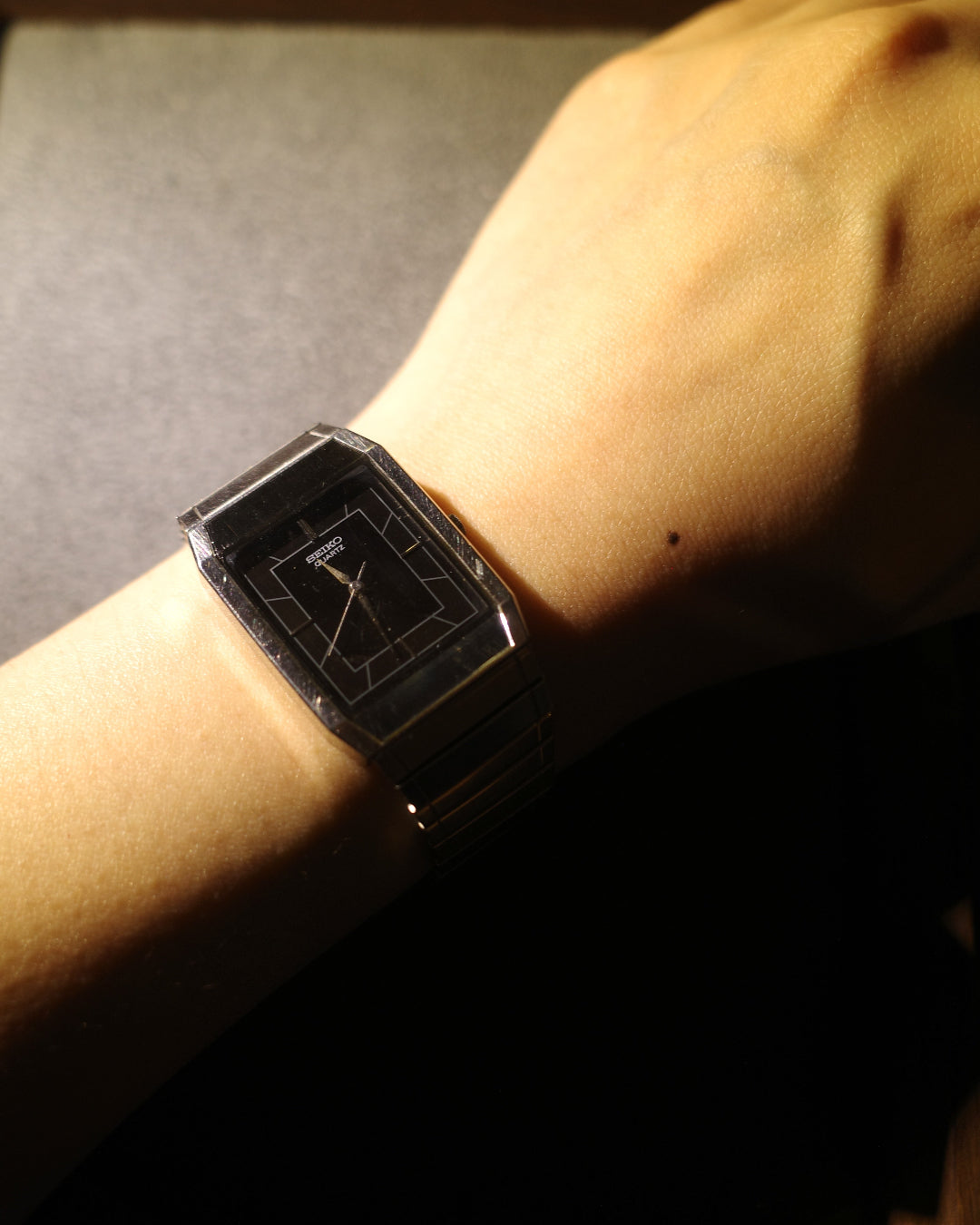 1988 Seiko Tonneau Black Mirror Integrated Steel Bracelet Quartz watch