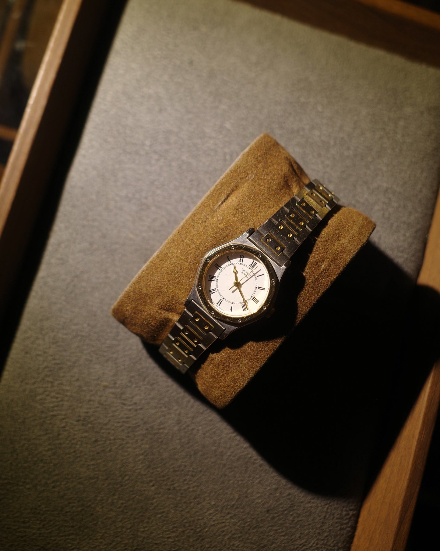 1982 Seiko octagon cartier like two tone quartz watch