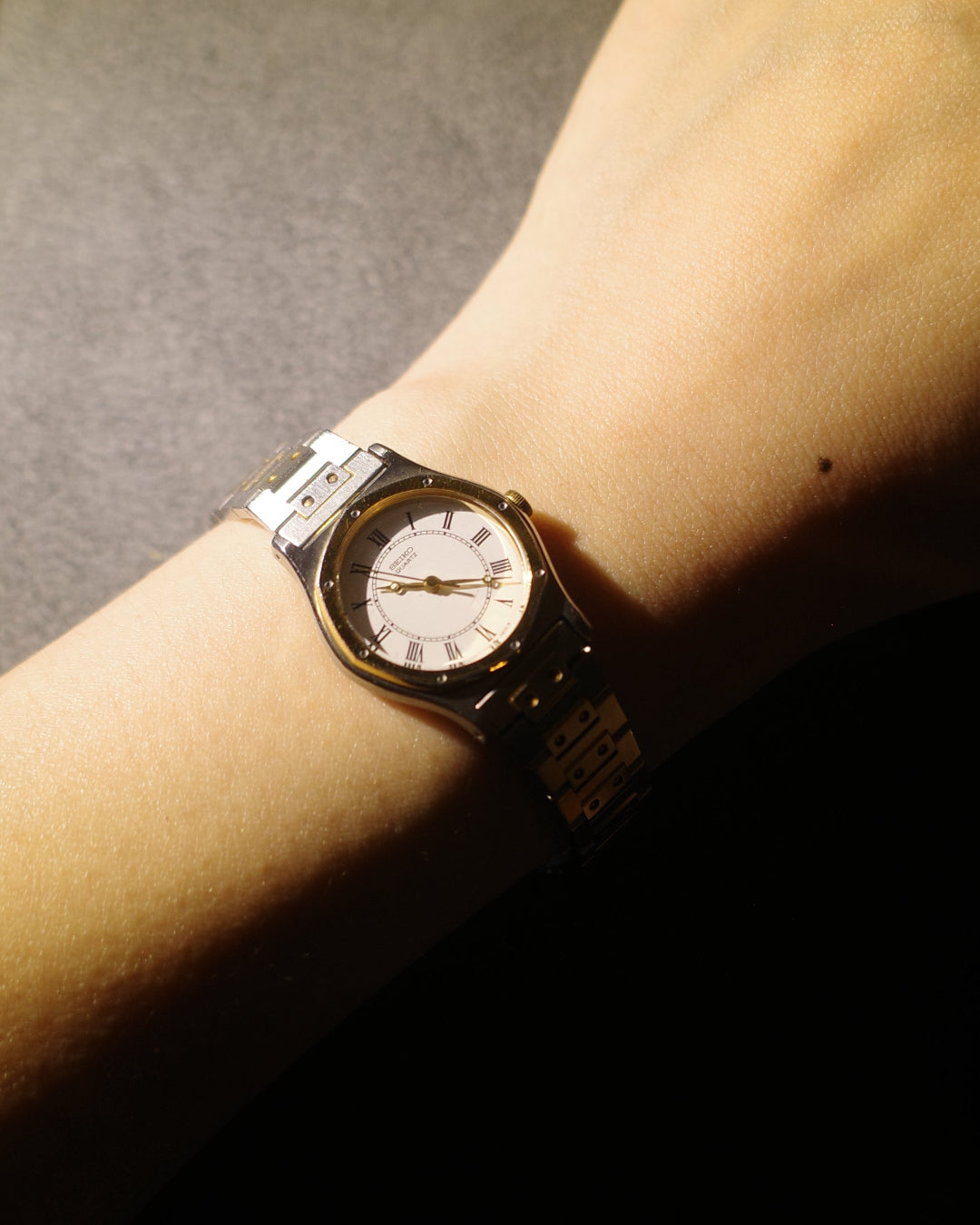 1982 Seiko octagon cartier like two tone quartz watch