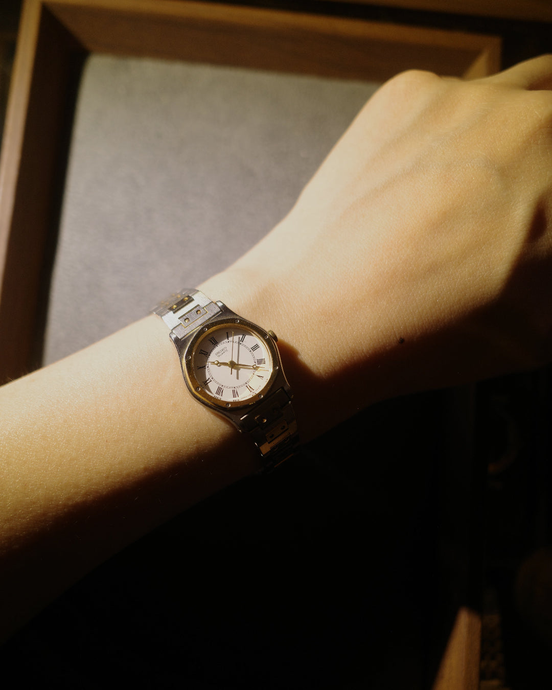 1982 Seiko octagon cartier like two tone quartz watch
