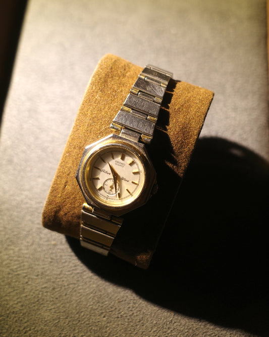 1982 Seiko silver wave small second two tone Octagon quartz watch