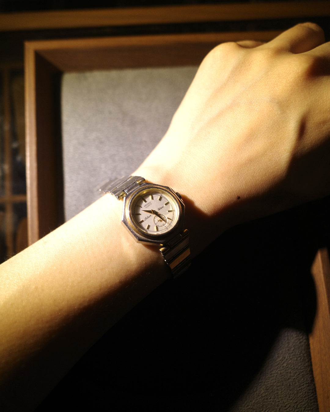 1982 Seiko silver wave small second two tone Octagon quartz watch