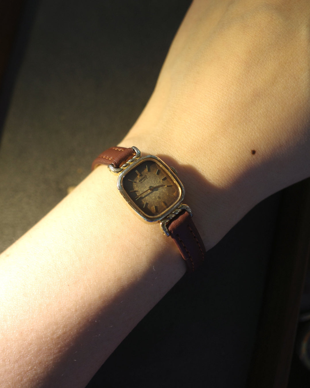 1989 Seiko small tank tropical face quartz watch