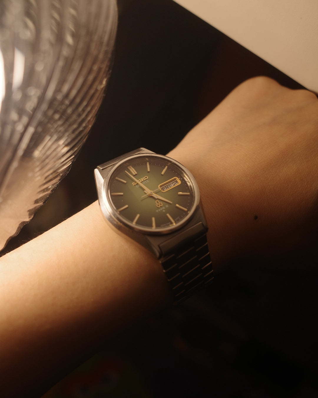 1978 Seiko type ii two tone green face quartz watch
