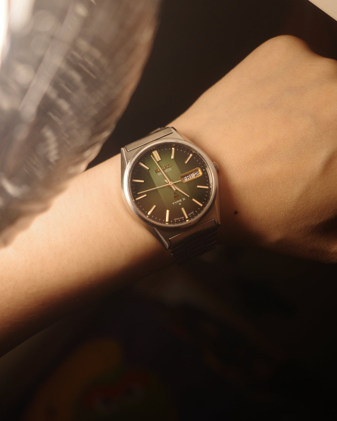 1978 Seiko type ii two tone green face quartz watch