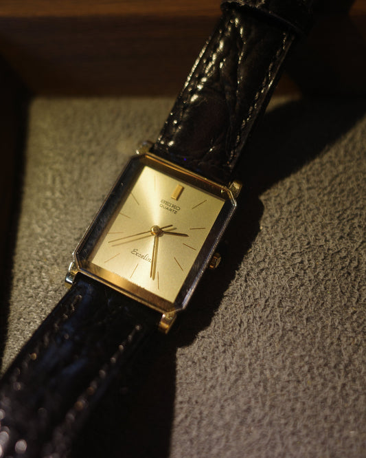 1984 Seiko exceline two tone small tank quartz watch