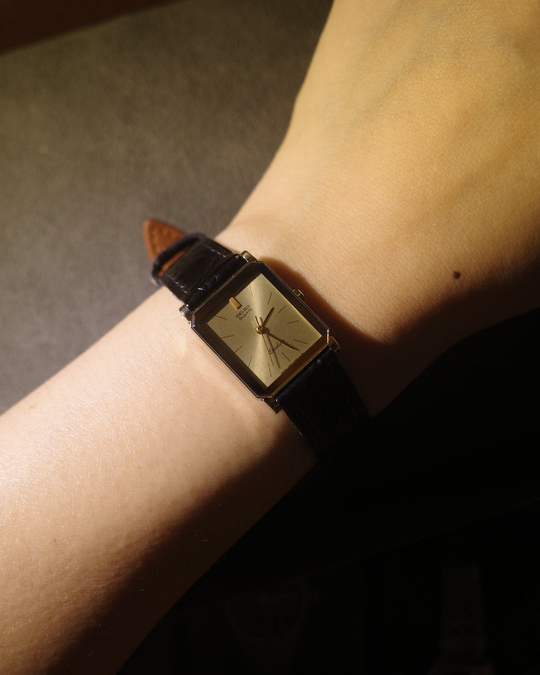 1984 Seiko exceline two tone small tank quartz watch