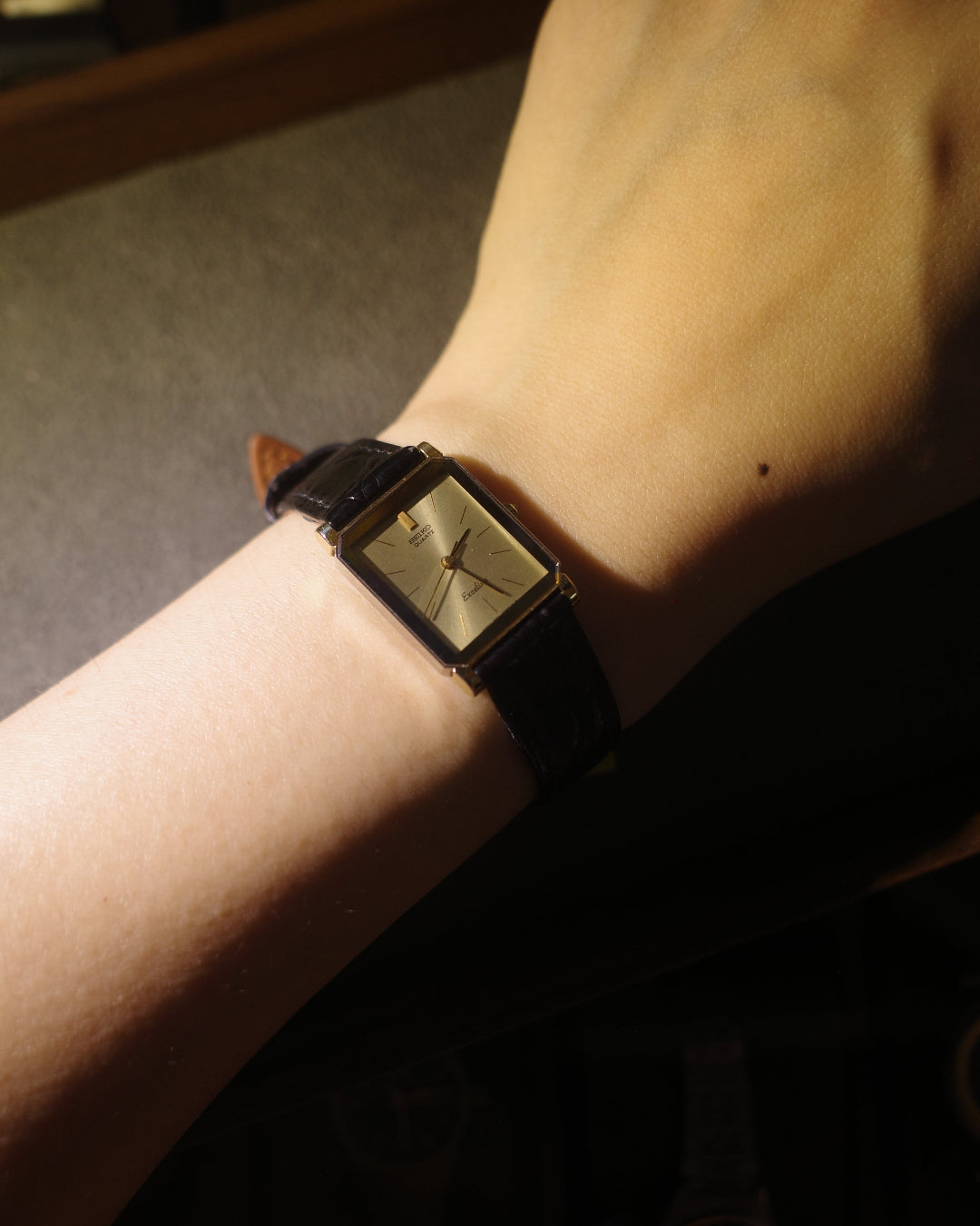 1984 Seiko exceline two tone small tank quartz watch