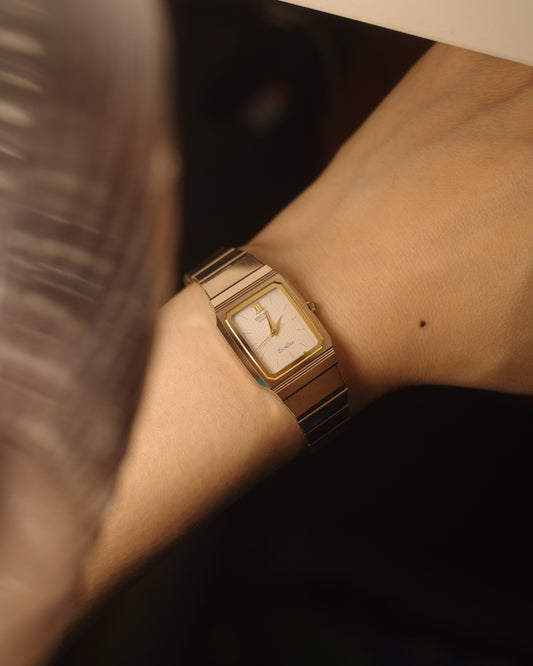 1983 Seiko exceline two tone silver bracelet quartz watch 7321-5140