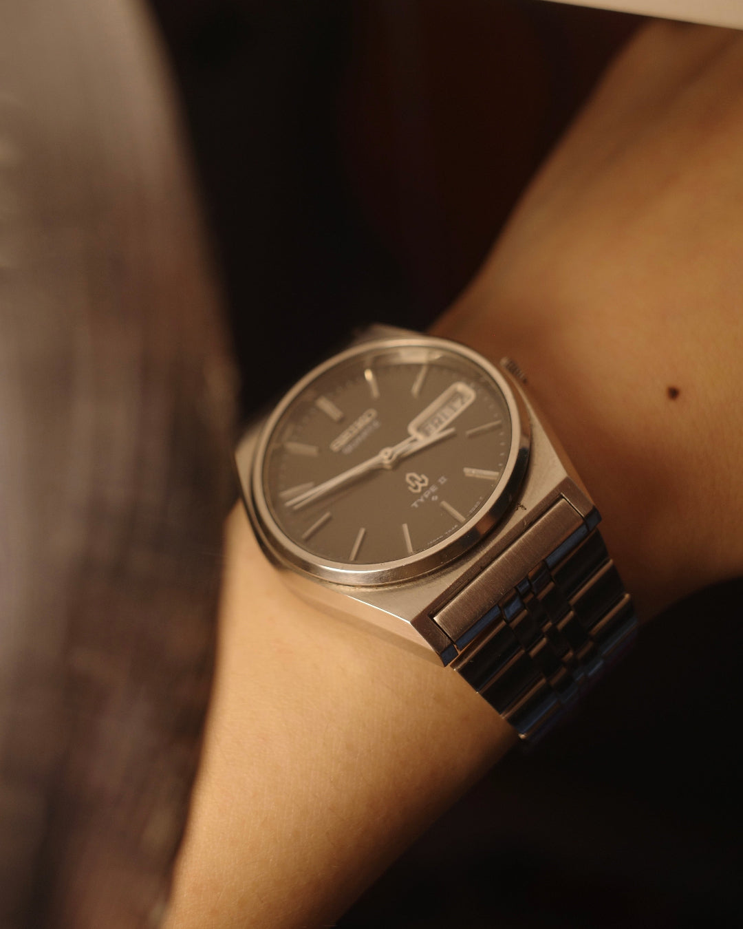70's Seiko Type ii Grey Patterned Dial Quartz watch