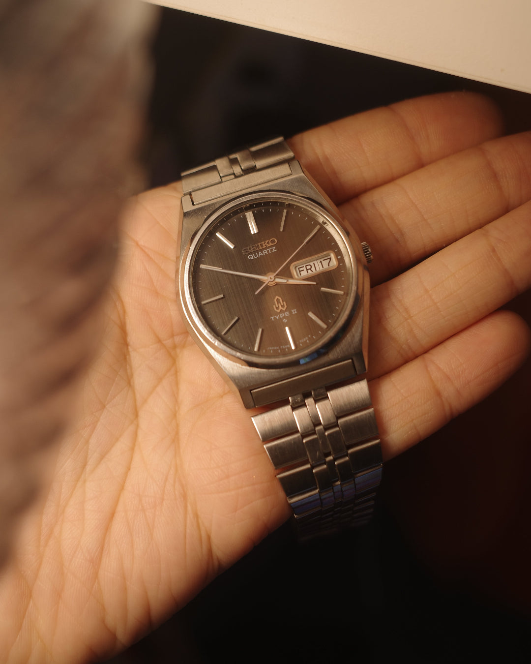 70's Seiko Type ii Grey Patterned Dial Quartz watch
