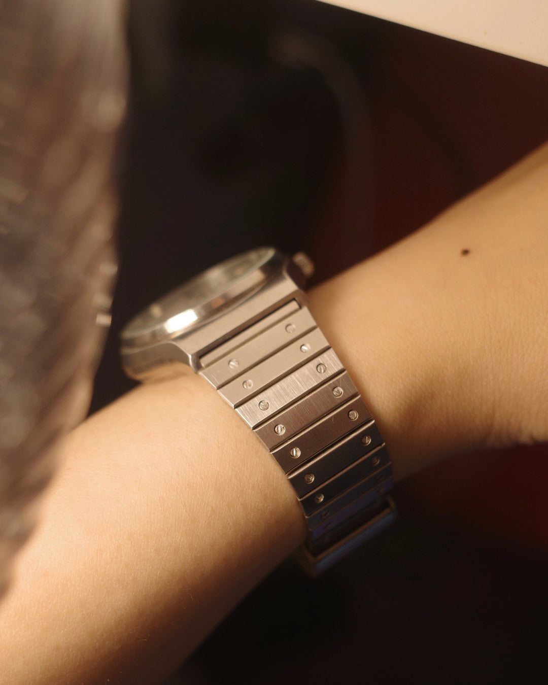 70's Seiko type ii white patterned dial quartz watch