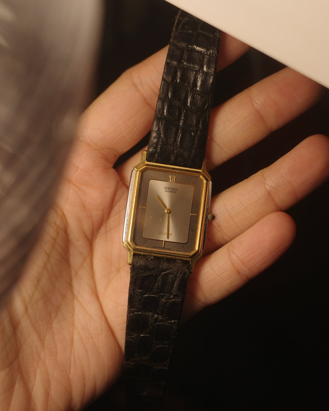 1985 Seiko dolce grey blue mix dial quartz watch 9520-5140