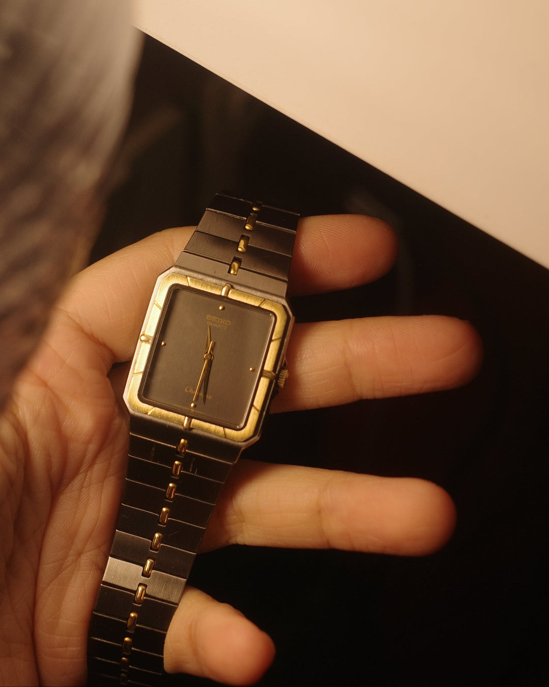 1980 Seiko chronos cartier Santo liked ghost dial quartz watch