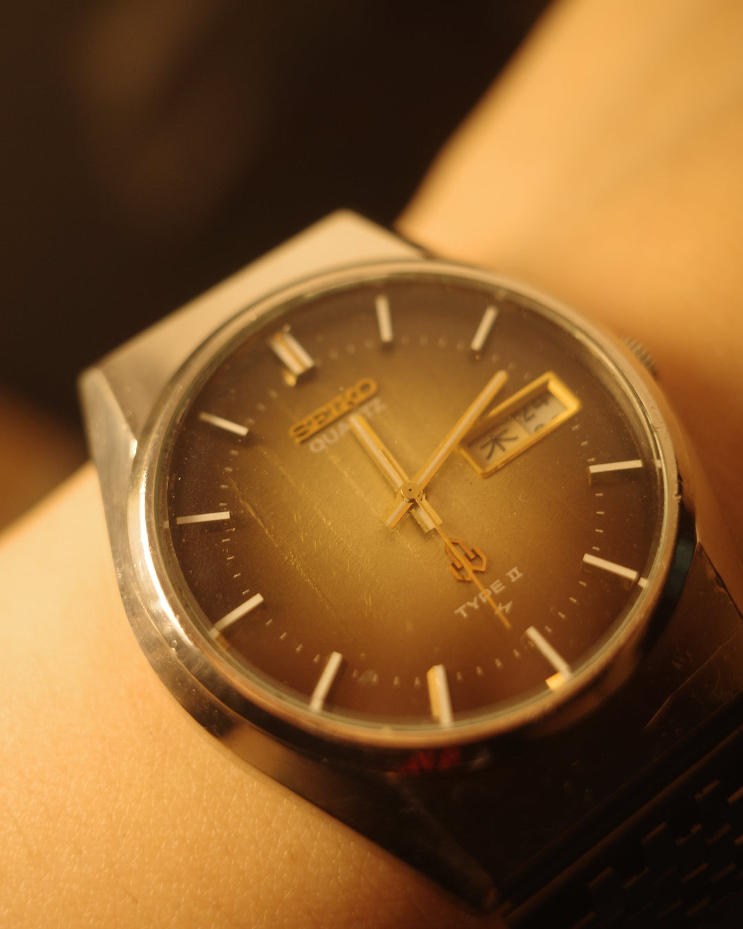 1978 Seiko Irish coffee patterned brown type ii quartz watch 4336-8060