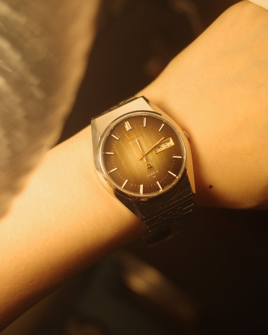 1978 Seiko Irish coffee patterned brown type ii quartz watch 4336-8060