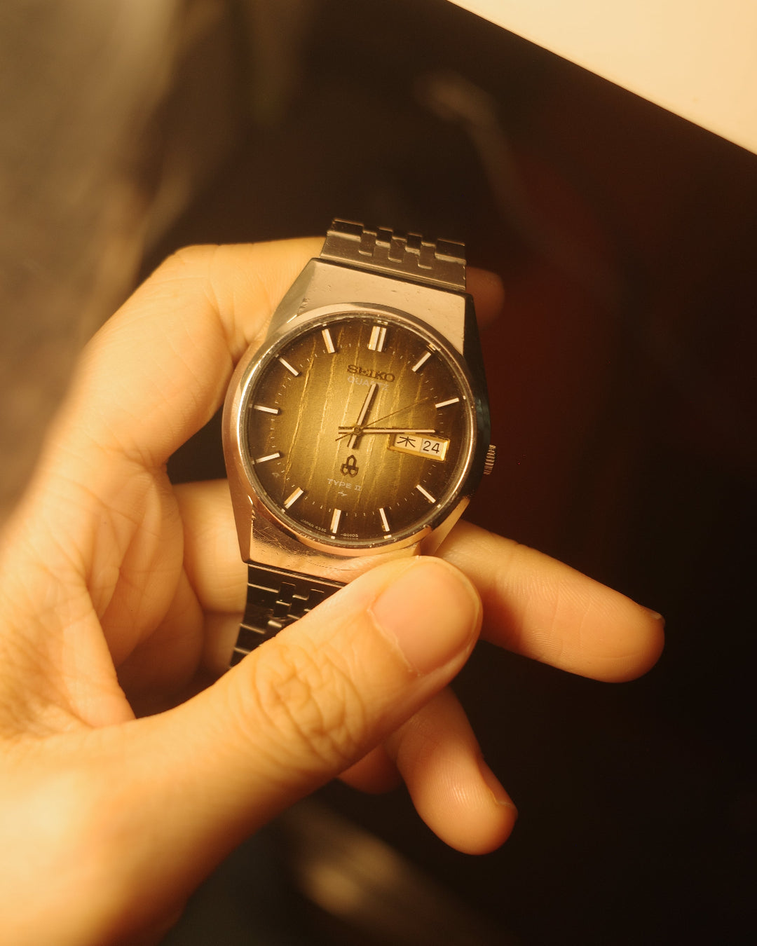 1978 Seiko Irish coffee patterned brown type ii quartz watch 4336-8060