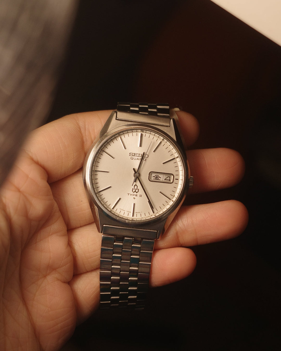 1977 Seiko Silver White dial Type II Quartz Watch 7546-8000