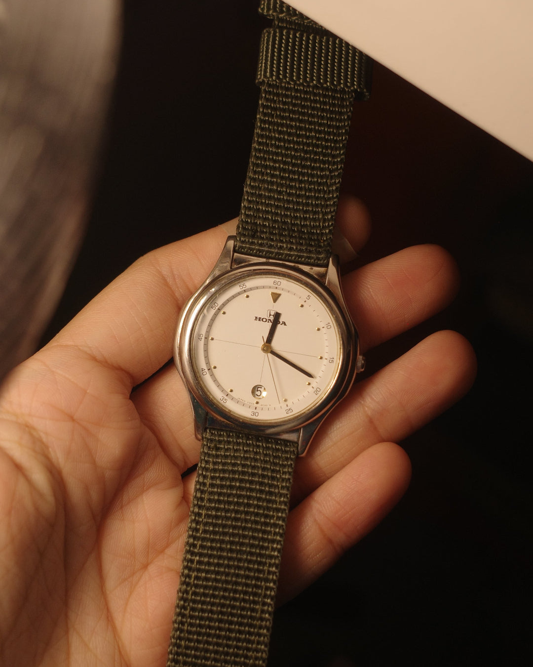 1983 Honda with green strap date Quartz watch