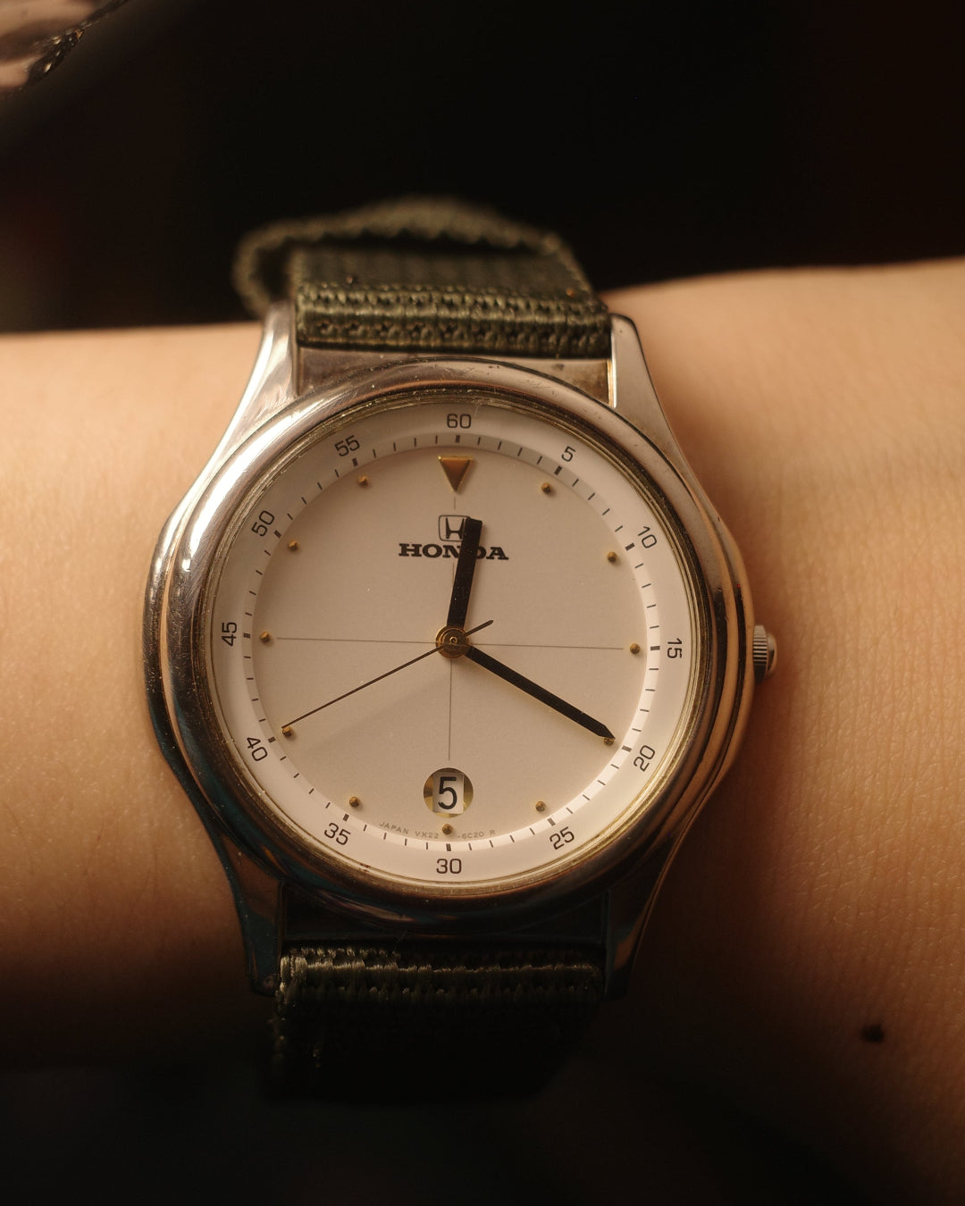1983 Honda with green strap date Quartz watch