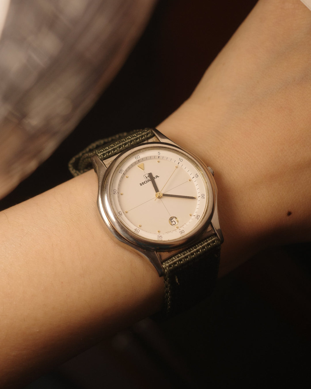 1983 Honda with green strap date Quartz watch
