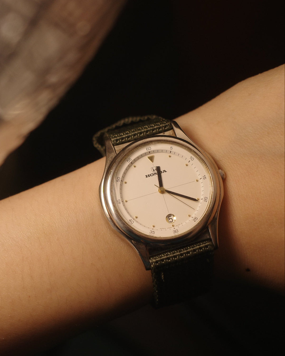 1983 Honda with green strap date Quartz watch