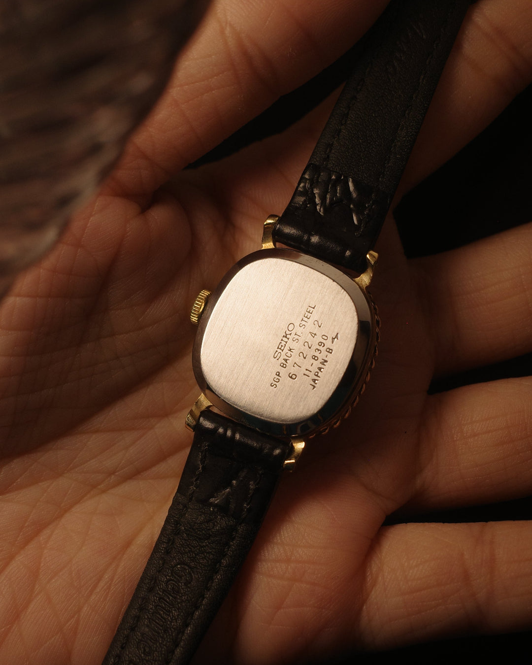 【SGP】1976 Seiko Socie Art-Deco "Onyx ribbon" Black dial 11-8930 winding watch