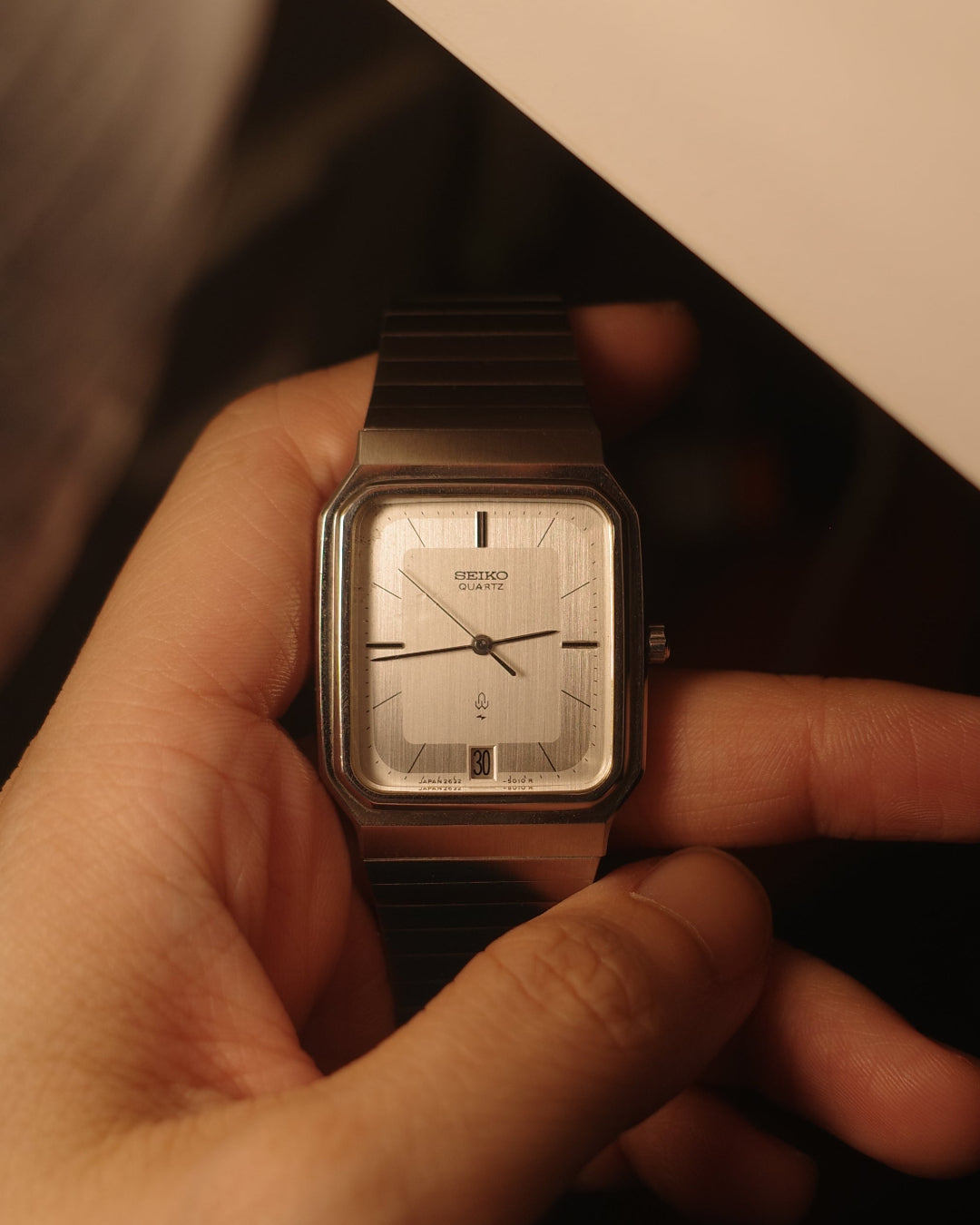 1989 Seiko silver date just quartz dress watch 2632-5000