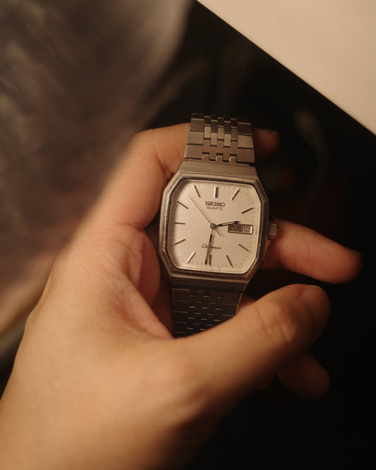 1985 Seiko chronos hexagon white dial quartz watch