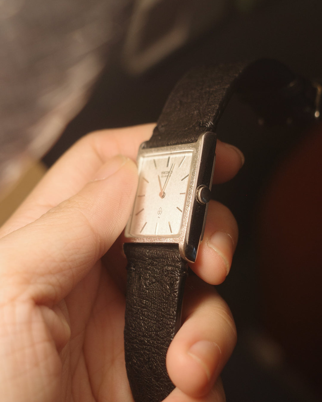 1987 Seiko silver tank Brushed finish quartz watch 43-5100