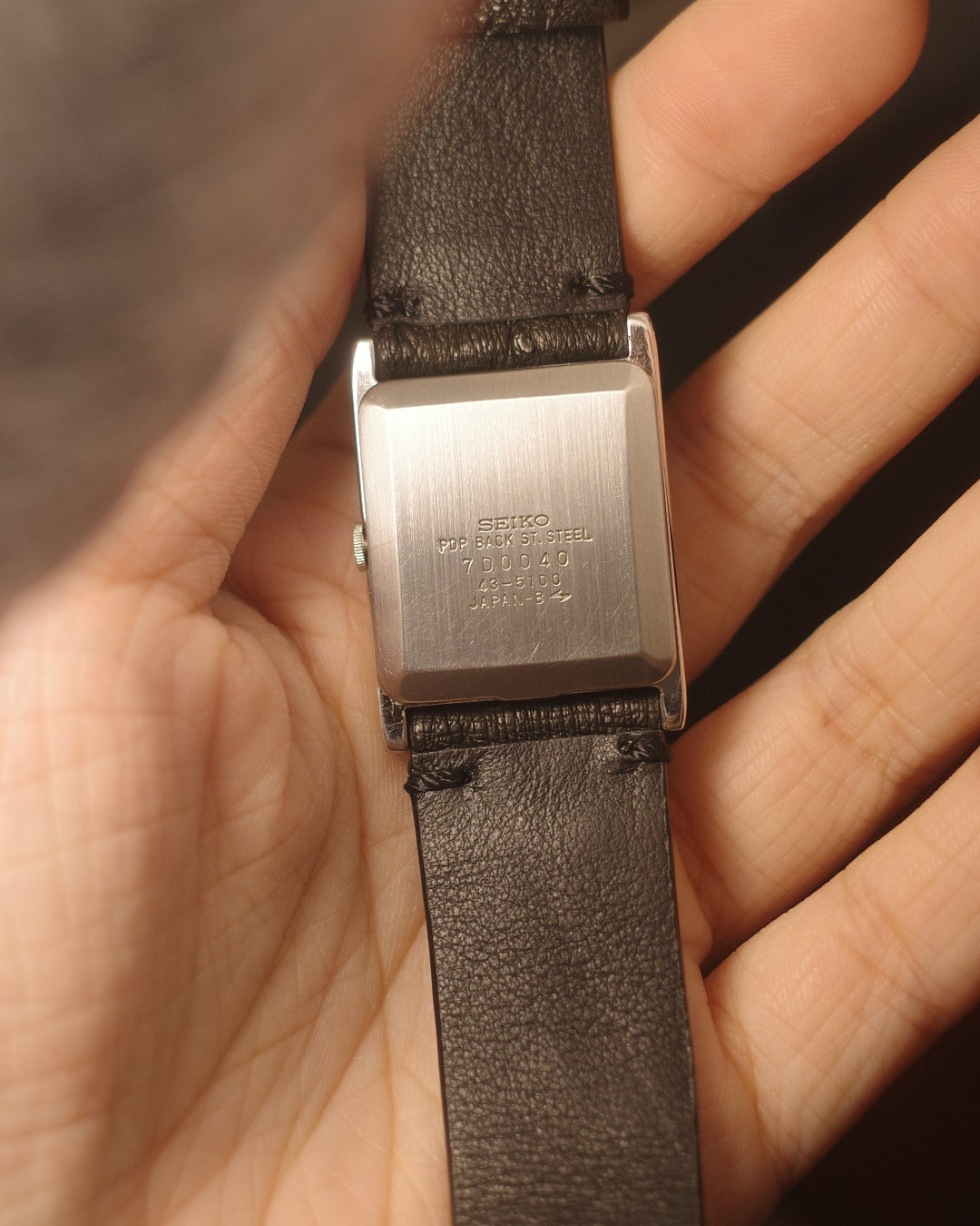 1987 Seiko silver tank Brushed finish quartz watch 43-5100