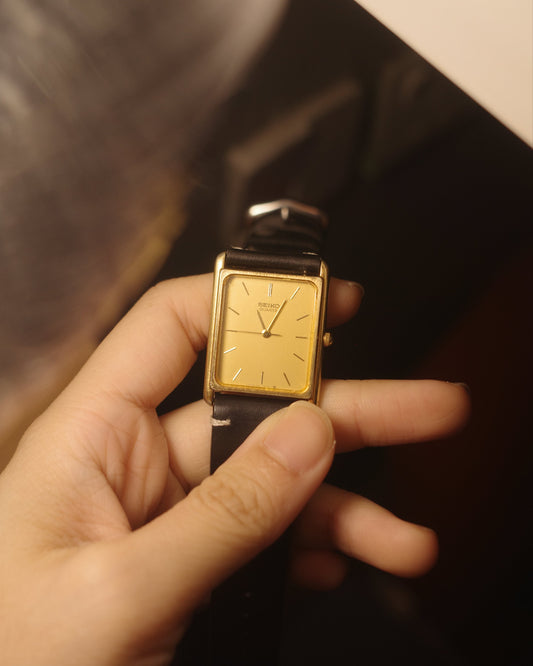 1984 Seiko yellow dial gold tone quartz watch 9021-5000