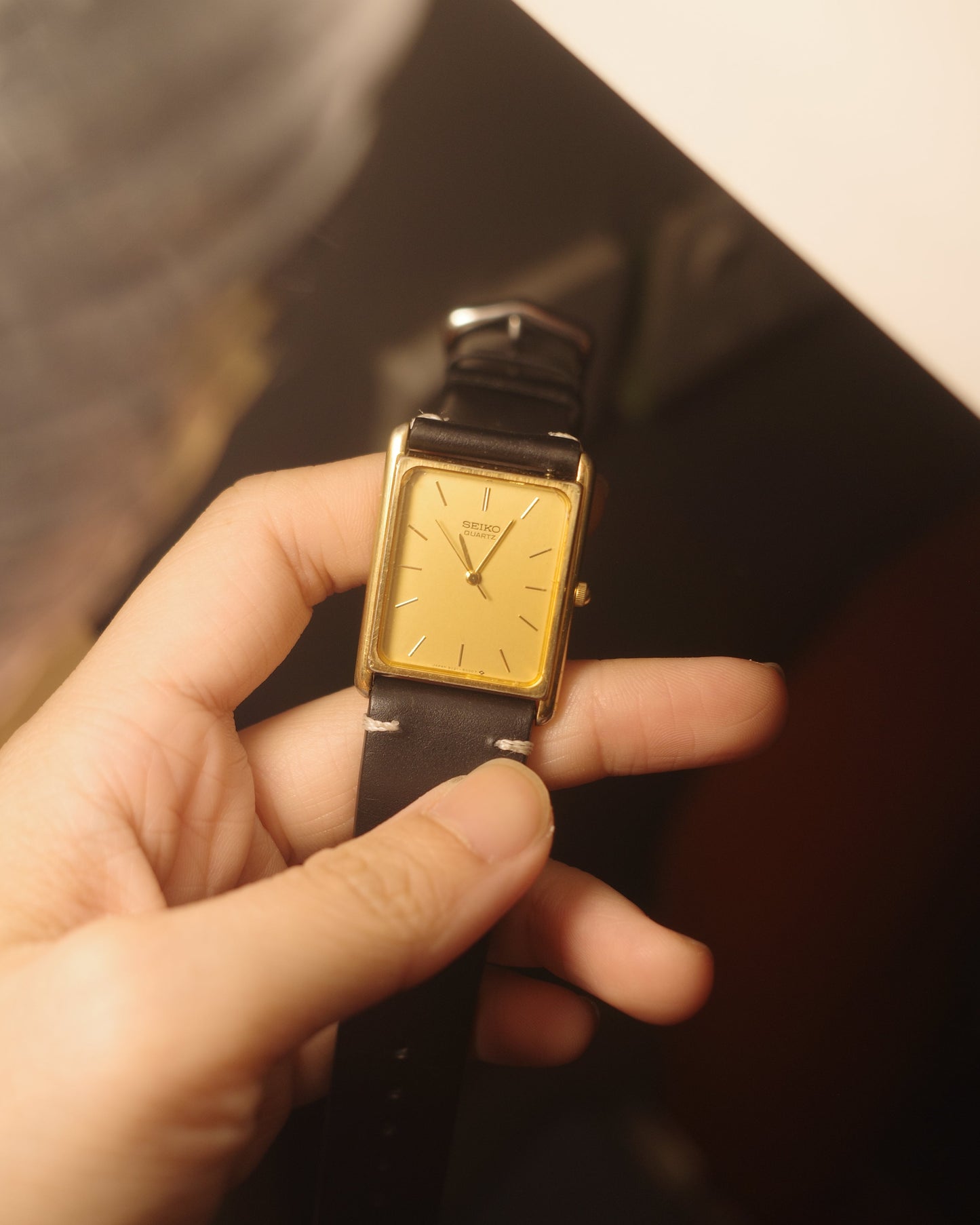 1984 Seiko yellow dial gold tone quartz watch 9021-5000