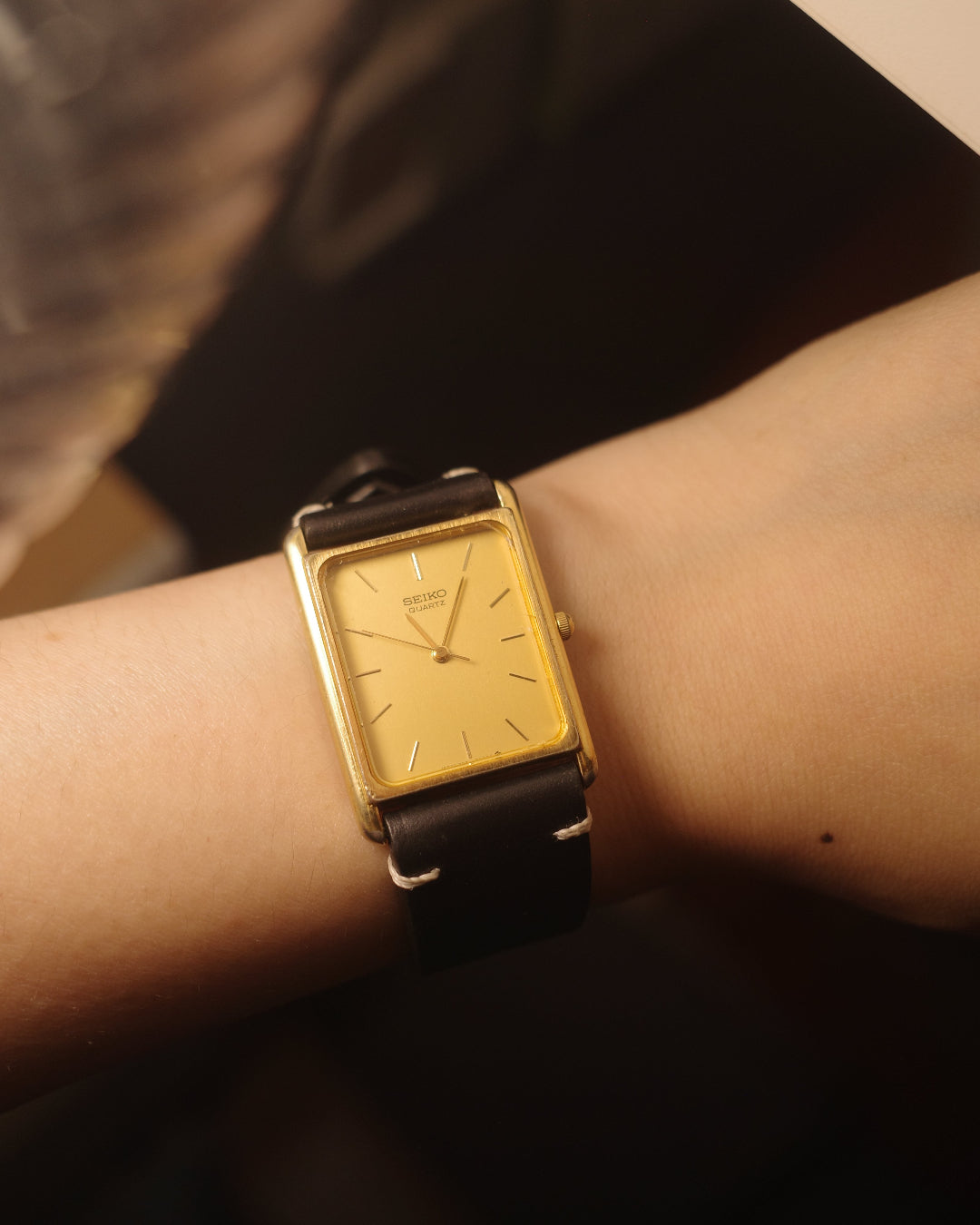 1984 Seiko yellow dial gold tone quartz watch 9021-5000