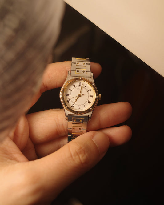 1984 Seiko two-tone Octagon Cartier like quartz watch 1221-0040