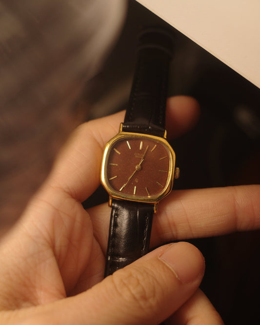 1980 citizen brown dial cq quartz watch