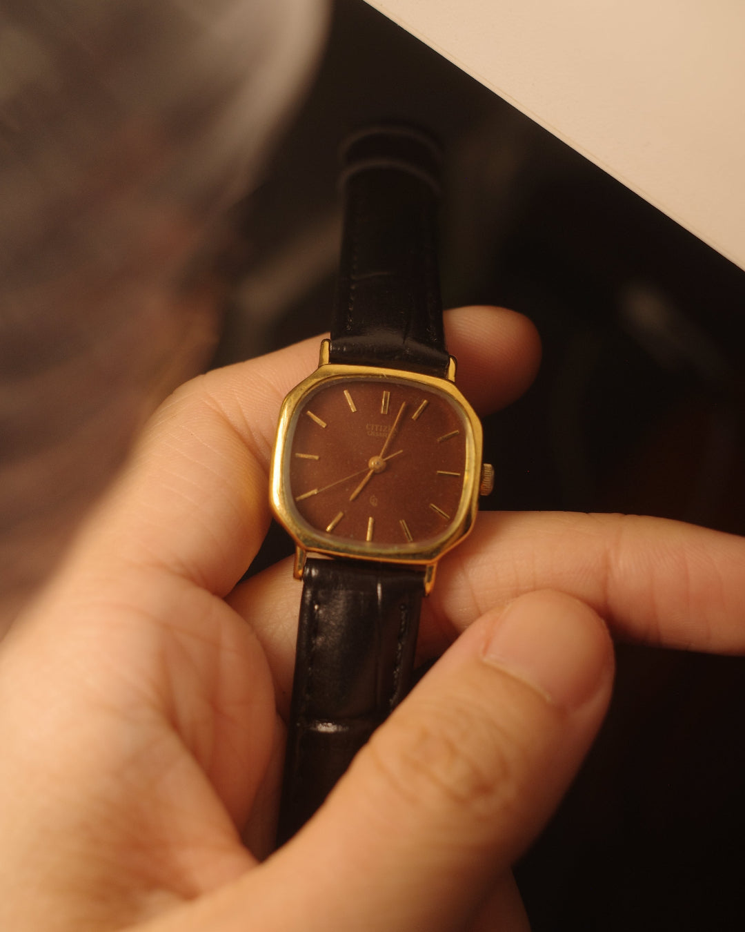 1980 citizen brown dial cq quartz watch