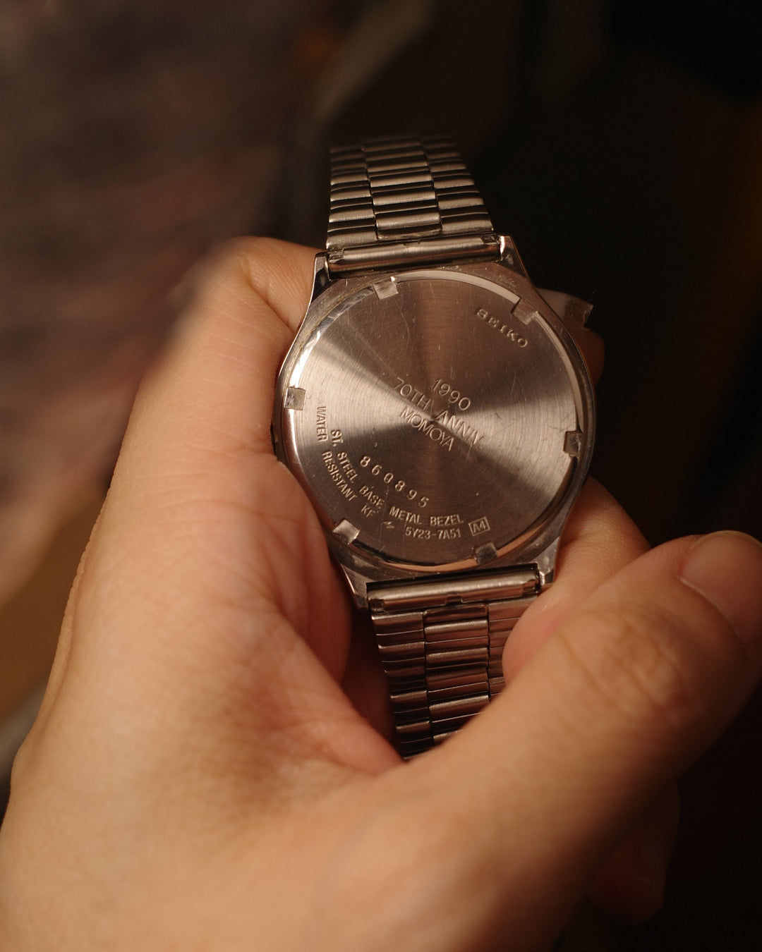 1988 Seiko SQ Date day white dial quartz watch 5y23-7a51