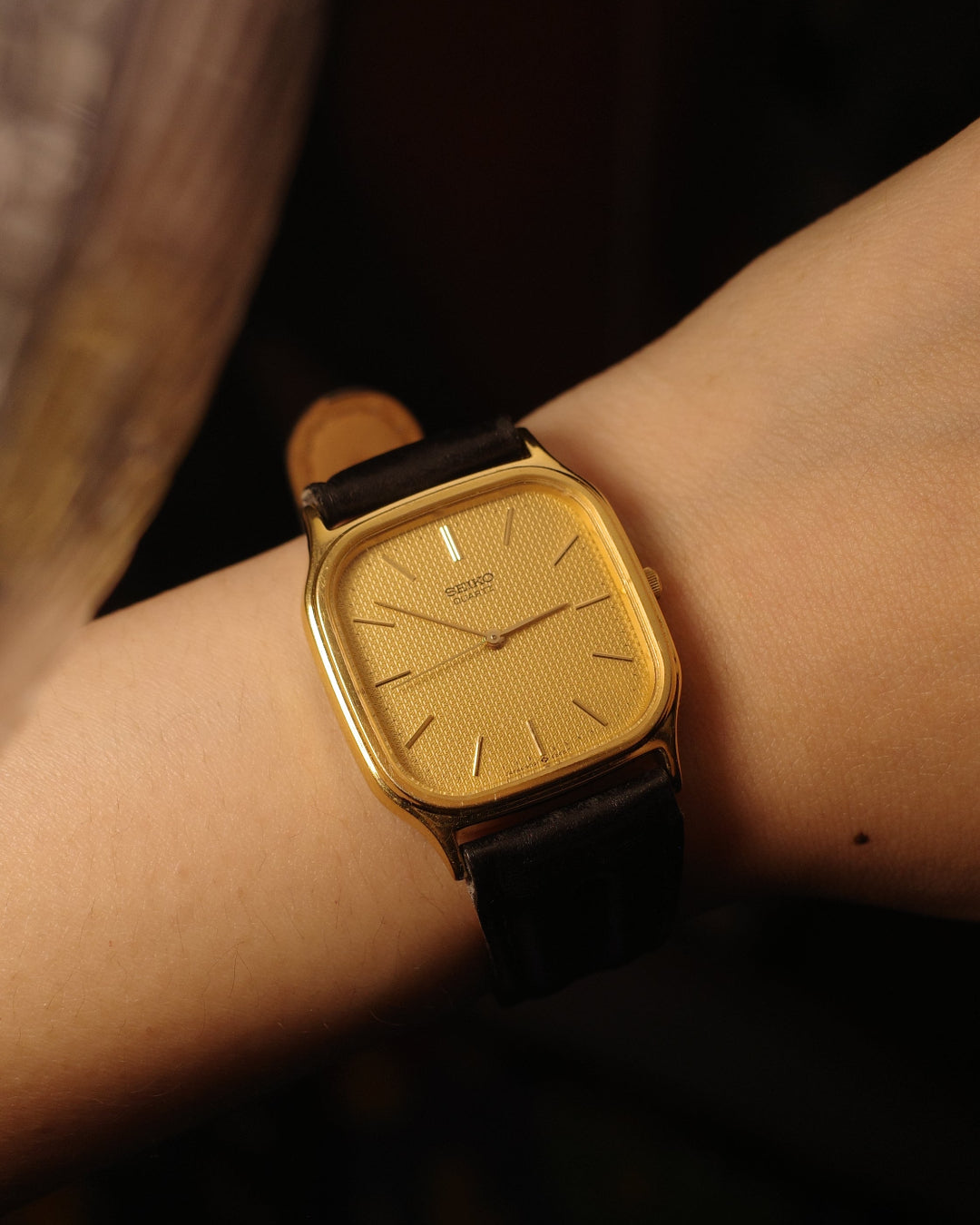 【SGP】1985 Seiko Chariot gold tone Square Tank quartz watch 9021-5160