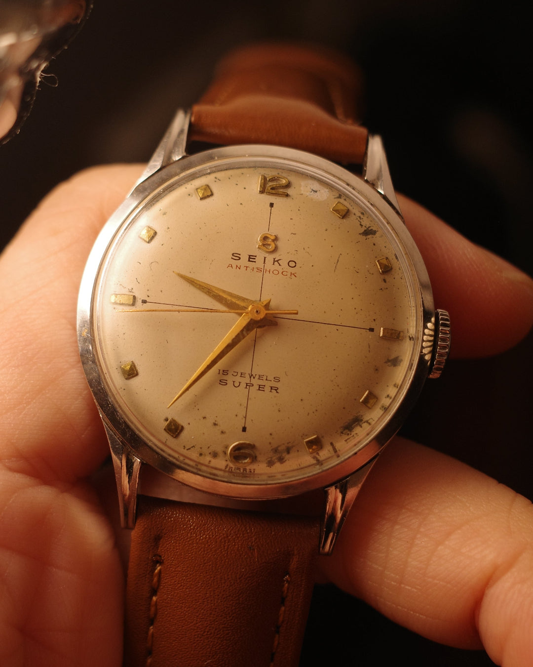 1958's Vintage Seiko S Super crosshair manual winding watch