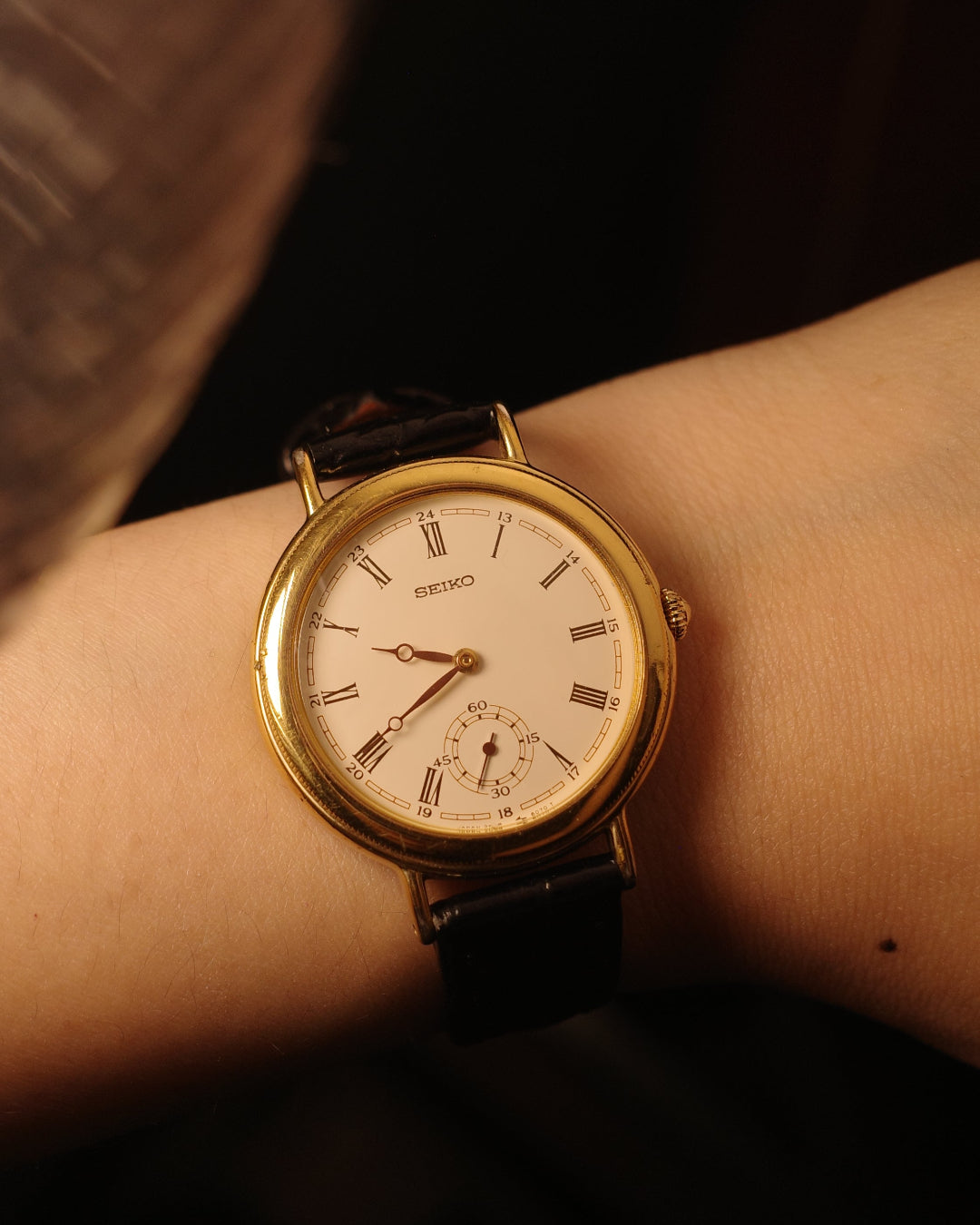 [ Rare ] 1985 Seiko Roman Dial white dial small second quartz watch 2G28-606A
