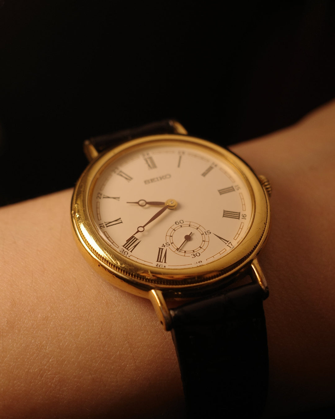 [ Rare ] 1985 Seiko Roman Dial white dial small second quartz watch 2G28-606A