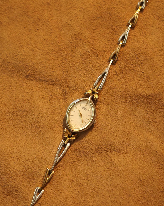 1984 Seiko leaf style two tone quartz watch 1421-5360